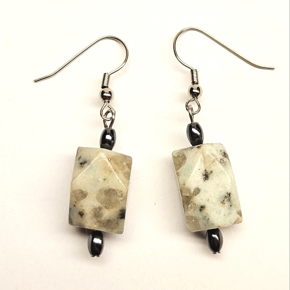 Kiwi Jasper and Hematite Earrings